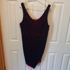 Black and red lace fitted dress